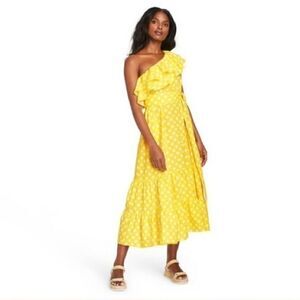 Lisa Marie Fernandez Yellow‎ Polkadot Midi Dress Sm